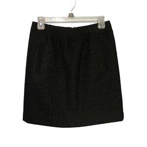 Loft Black Textured Glitter Mini Skirt with Back Zipper and Side Pockets Size Sm